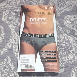 True Religion Black Briefs with Black Leters In gold Waistband - 5 Pack
